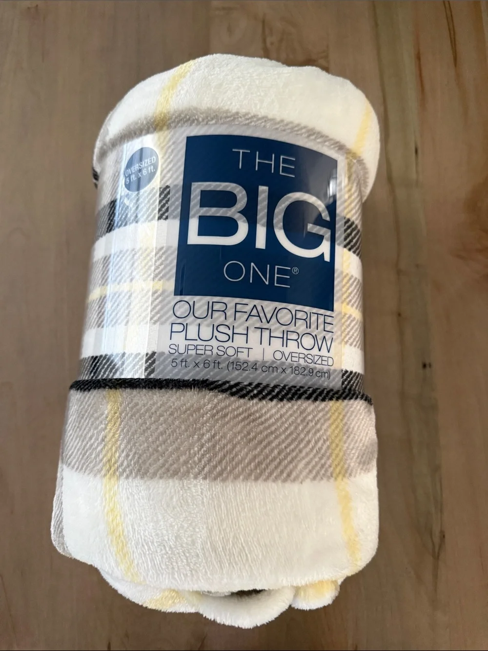 The Big One Plush Throw Blanket in White, Gray, Yellow